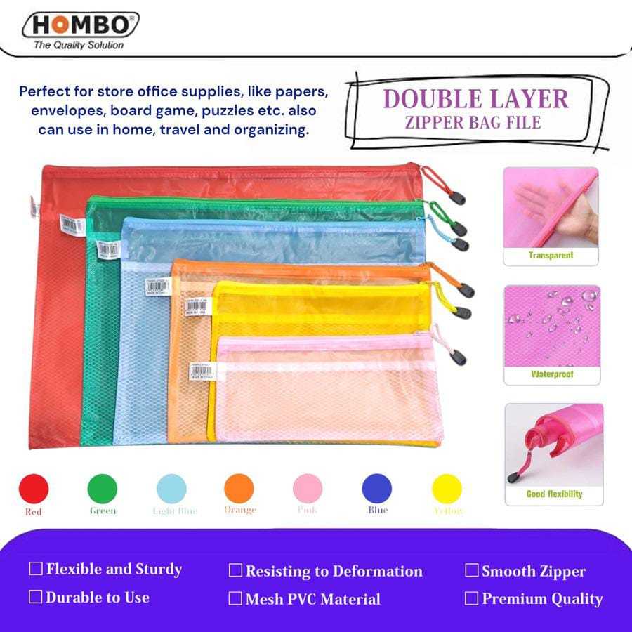 

Map Zipper Sleting Sekat Jaring / Ziper Bag Double Space / Map Sleting / Zipper Bag Plastik A6, A5, B5, A4, B4, A3