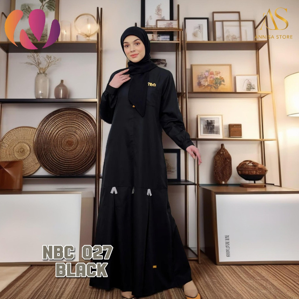 BAJU GAMIS WANITA NIBRAS NBC 27 HITAM | NIBRAS BASIC