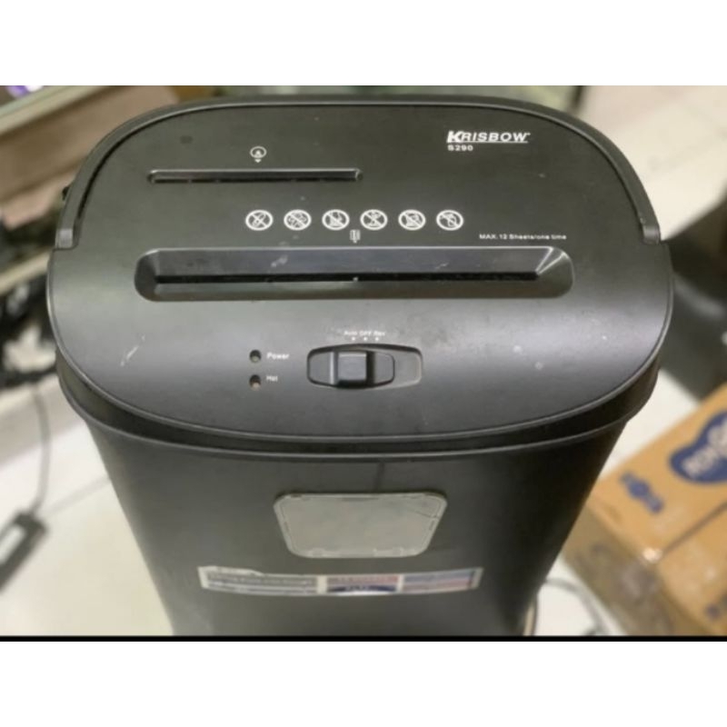 KRISBOW PAPER SHREDDER BLK S290 MESIN PENGHANCUR KERTAS 12 SHEET 25 L Bekas Likenew