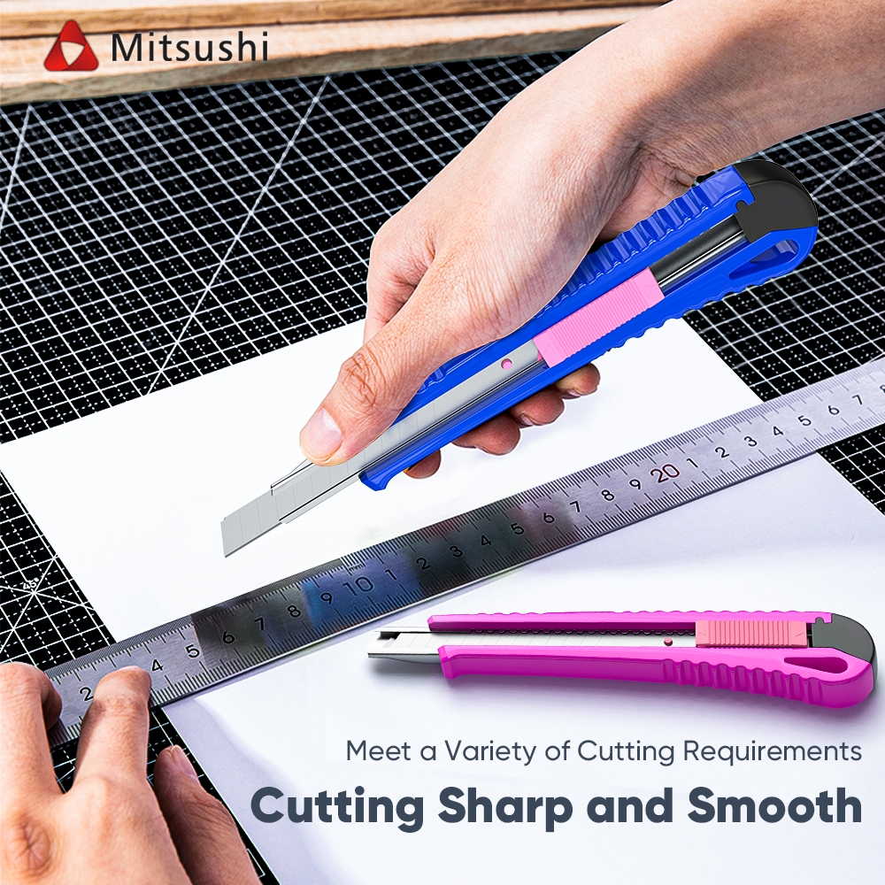 

Mitsushi 2PCS Cutter Kecil 5 Inci / Pemotong Kertas Kardus Serbaguna Gratis Isi Cutter / Cutter