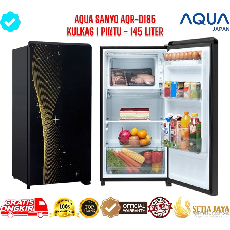 AQUA SANYO KULKAS 1 PINTU LOW WATT AQR-D185 MSG & MSB / KULKAS LOW WATT 1 PINTU AQUA SANYO AQR-D185 