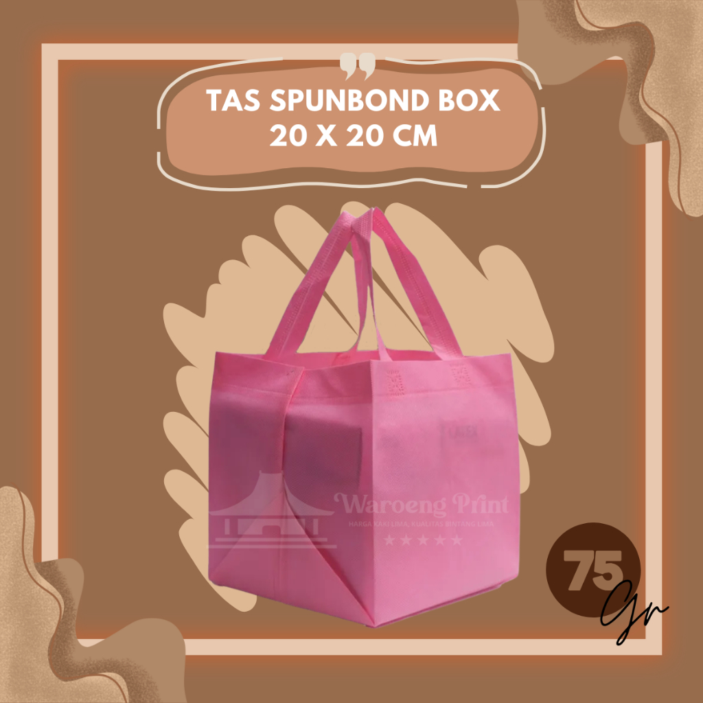 

Tas Spunbond Box Handle Lipat Samping Tas Kotak Makanan Goodie Bag 75 Grm Ukuran 20x20x20 cm Spunbondpro bag store