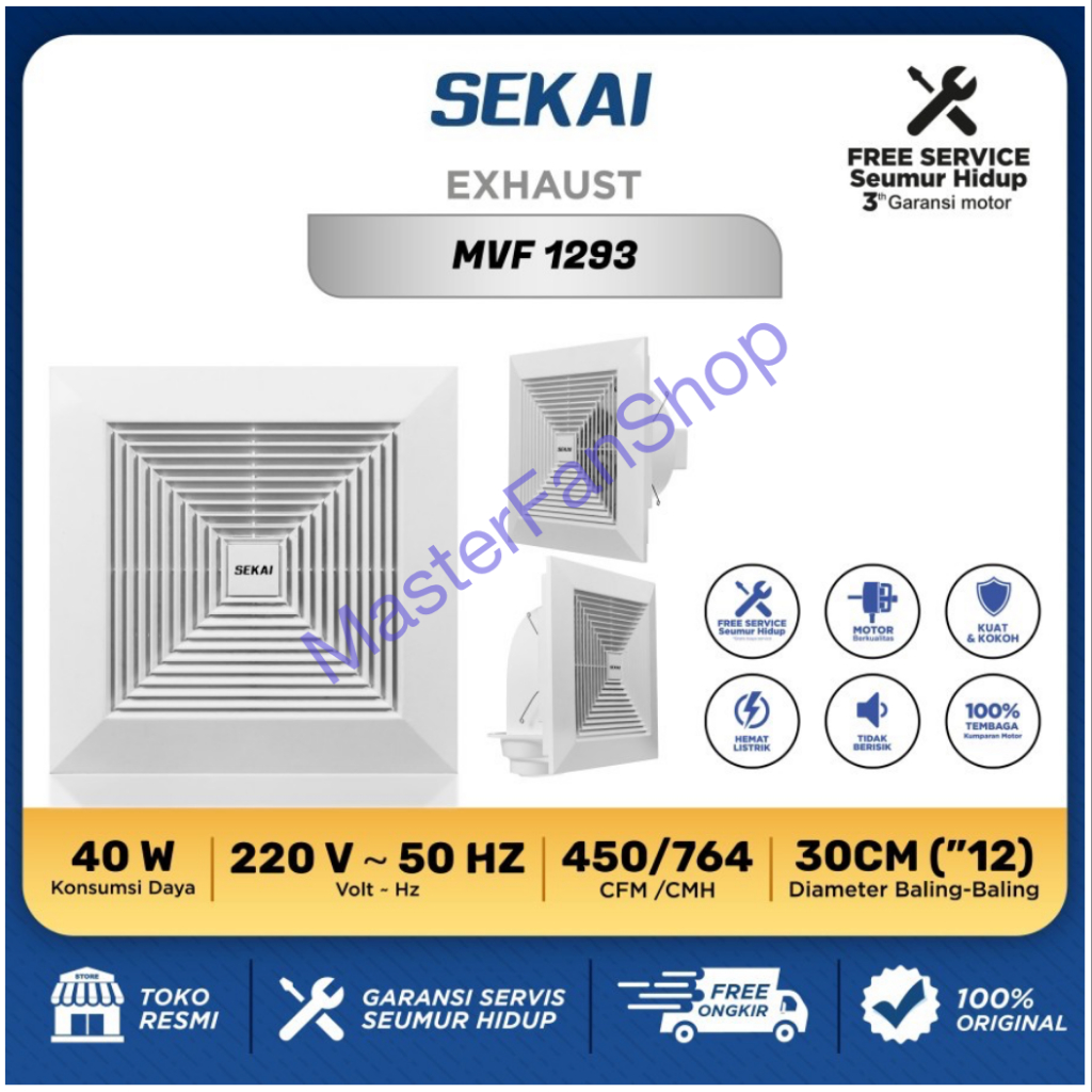 SEKAI MVF1293 MVF 1293 Kipas Exhaust Fan Plafon Plastik 12”/30cm dengan Corong / Ducting [Grab/Gojek