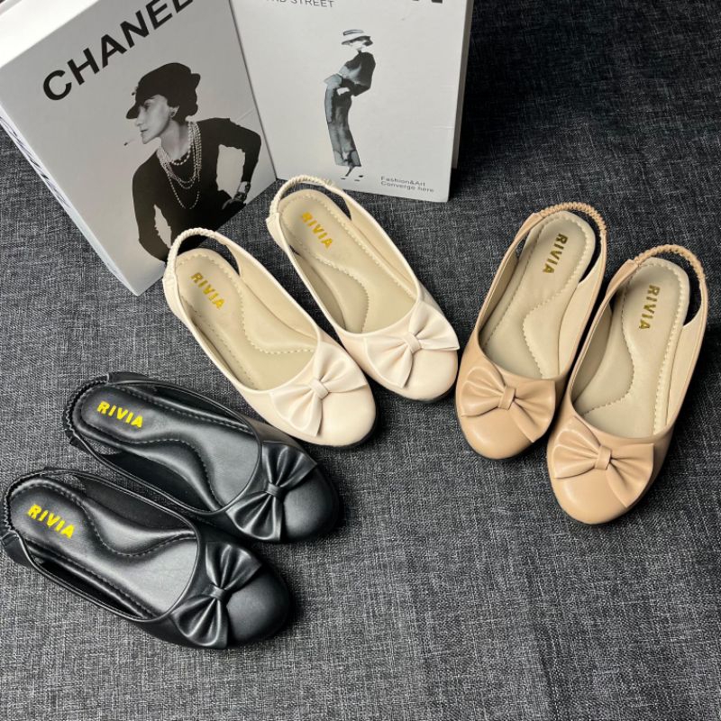Sepatu Flatshoes Wanita Alisya Pita Kupu Tali Belakang