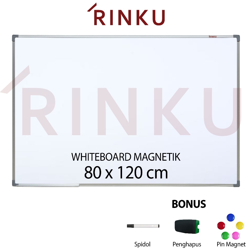 

Papan Tulis Whiteboard Gantung Magnetik Rinku 80x120 cm