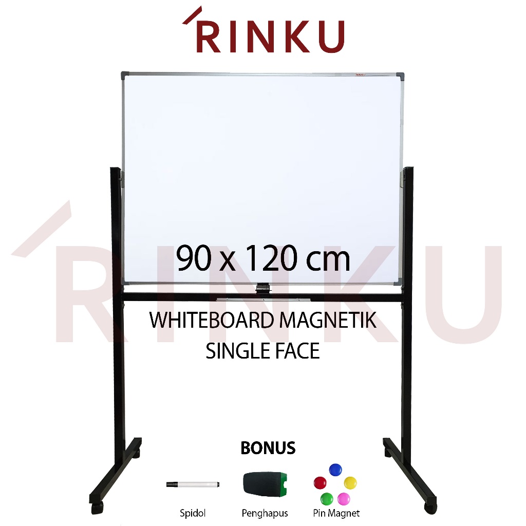 

Papan Tulis Whiteboard Standing Magnetik Single Face Rinku 90x120 cm