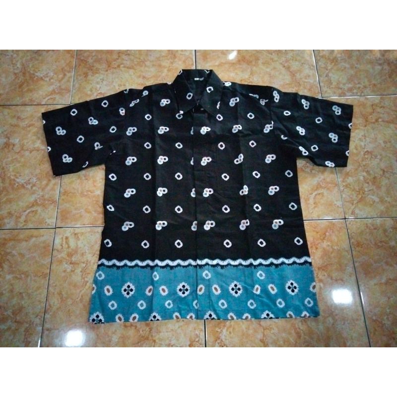 kemeja batik pria lengan pendek motif jumputan