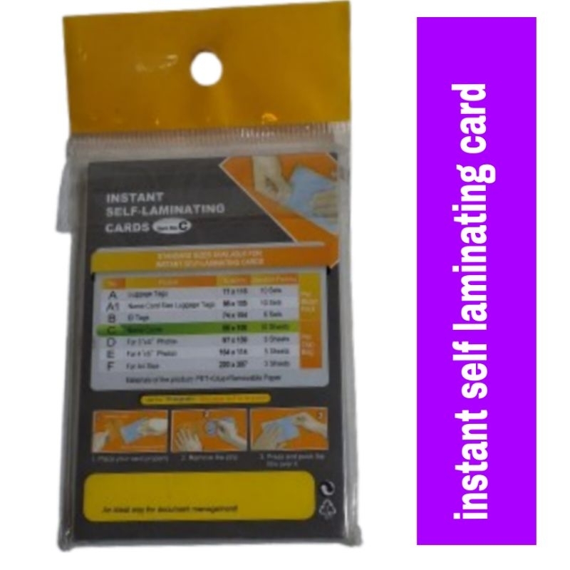 

instant self laminating name card/ kartu nama / KTP/ SIM ukuran 66x100 @10 lembar/ plastik pelapis laminasi