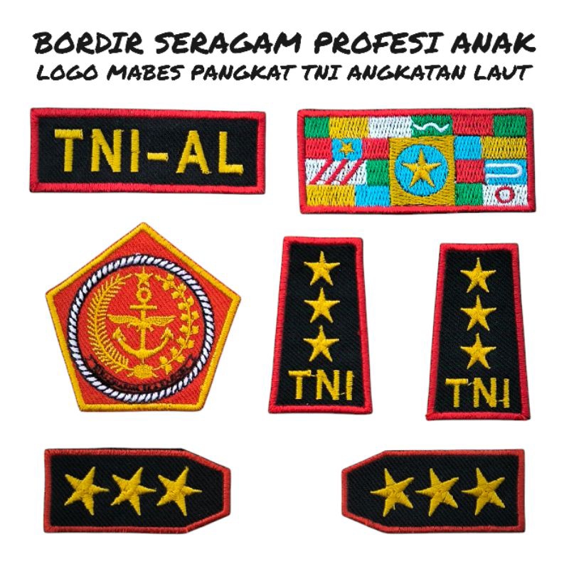 BORDIR TNI ANGKATAN LAUT ATRIBUT SERAGAM PROFESI ANAK