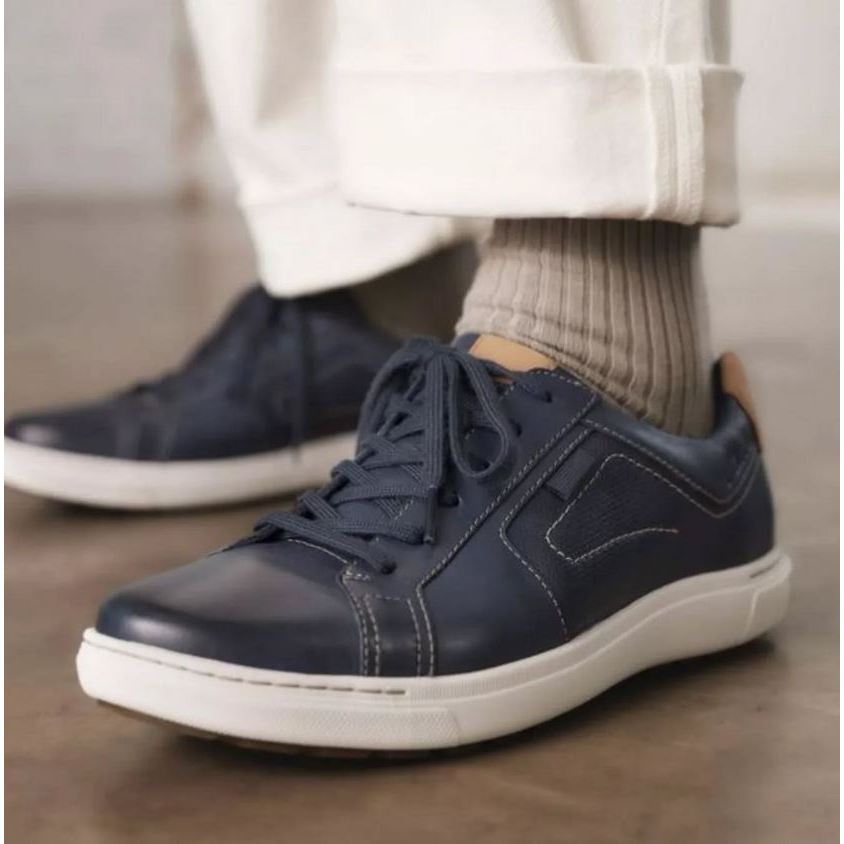 Clarks Mapstone Lace Navy Leather Shoes Original