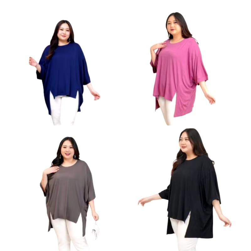 LD 180 ATASAN KAOS BLOUSE FASHION PAKAIAN WANITA CEWE KEKINIAN SUPER JUMBO BIGSIZE OVERSIZE SPANDEK 