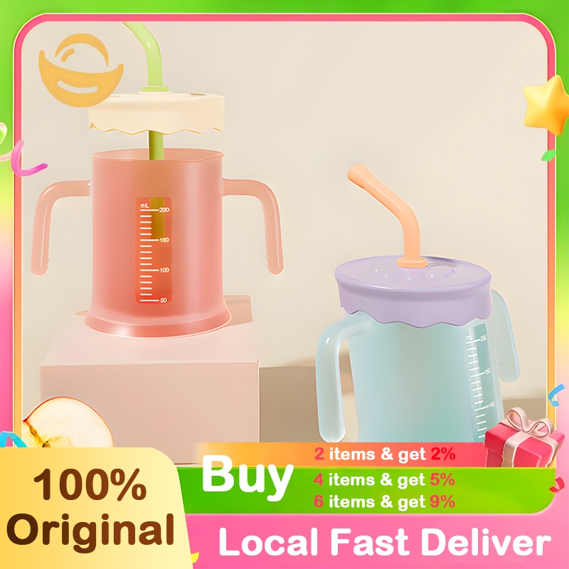 Gelas Susu Anak Anti Tumpah -Training Curve Straw Cup Baby Anti Tumpah - Mug Anak Anti Pecah