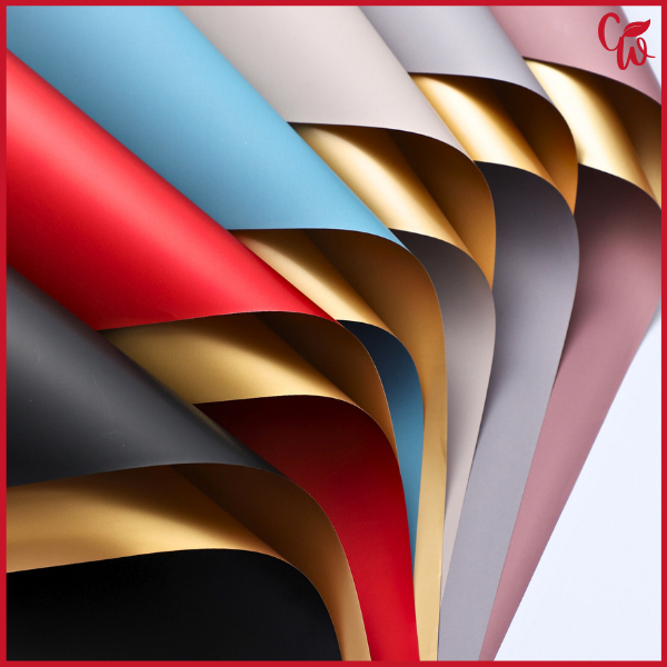 

20 LEMBAR Kertas Buket Bunga Dua Warna Bi Color Gold Emas Cellophane Flower Wrapping Paper KB02