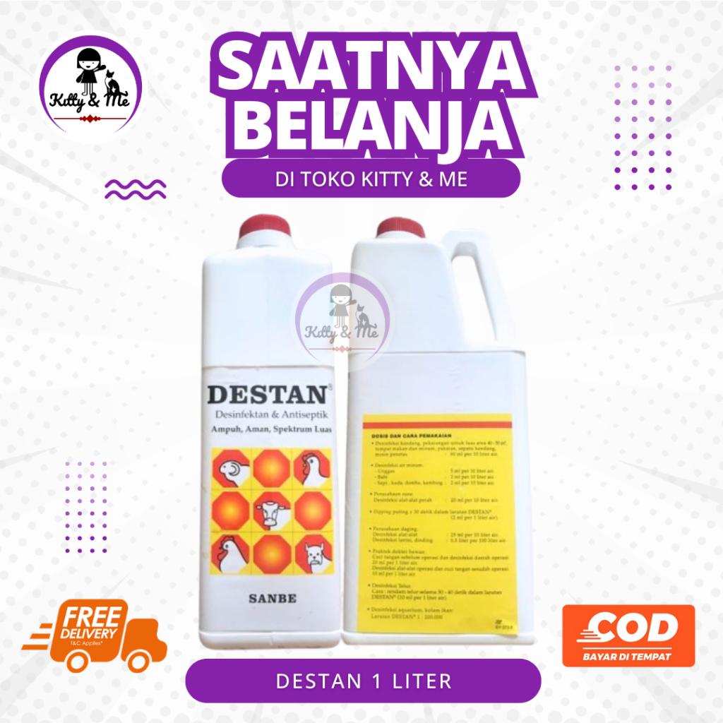 DESTAN 1 Liter DESINFEKTAN - Antiseptik Ayam, Sapi, Kambing, Babi, Domba