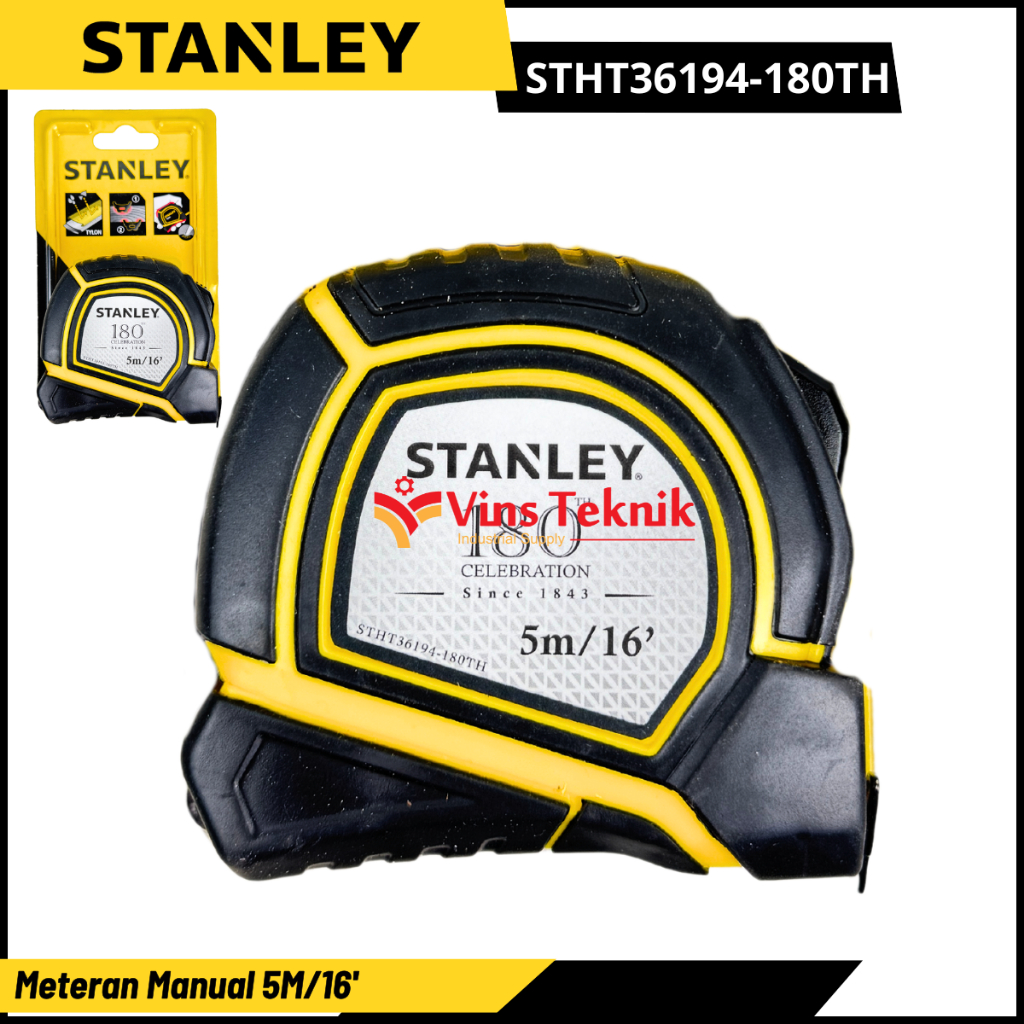 Meteran Manual Stanley 5M-16' 180th / Tylon Tape Rules Stanley STHT36194-180TH