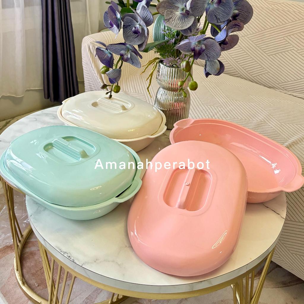 RB 3pcs Wadah Sayur Set+Tutup Basi Marjan Clio Oval Jumbo Tebal Baskom Sayur + Tutup Aestetic
