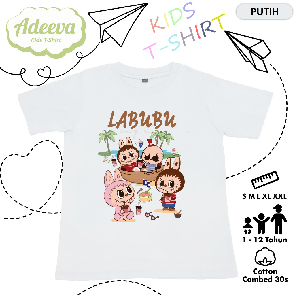 Kaos Anak Karakter Labubu Usia 1-12 Tahun Baju Anak  Labubu Nobita Doraemon Laki-Laki dan Perempuan