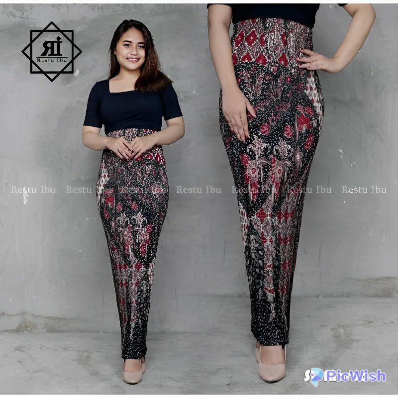 Rok Plisket Jumbo / Rok Batik Instan Bawahan Kebaya Pinggang Karet