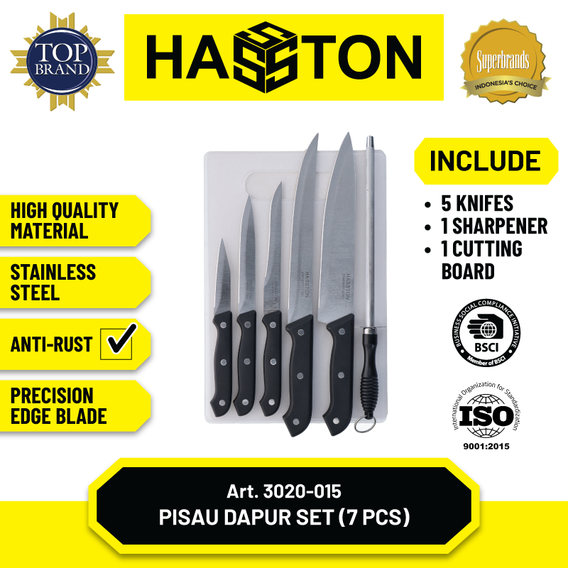 Hasston Pisau Dapur Set + Pengasah / Chef Knife Multifungsi (3020-015)