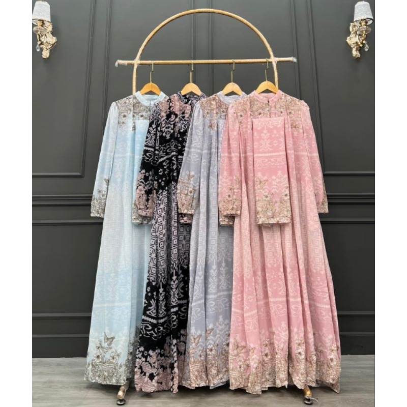 GAMIS SET HIJAB MOTIF BUNGA