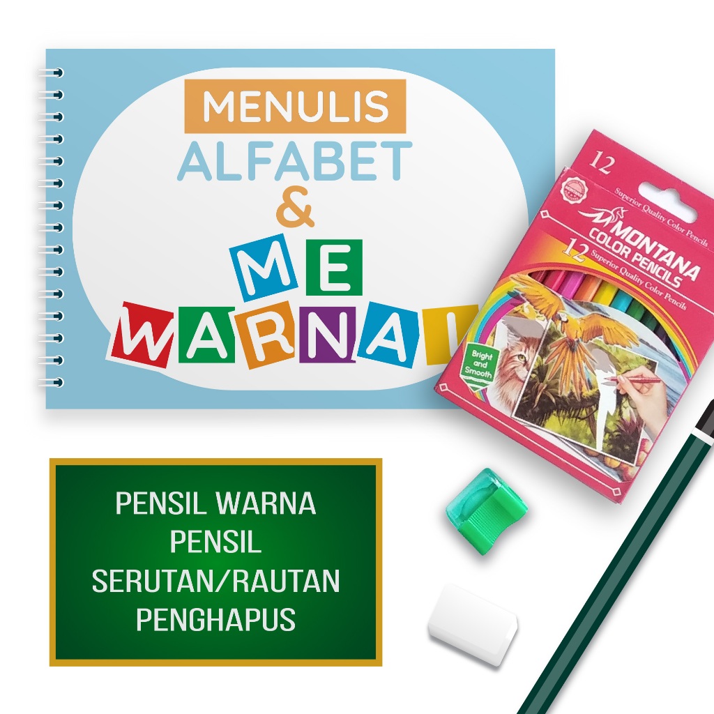 

Buku Aktivitas Menulis Dan Mewarnai, Buku Latihan Menulis Huruf, Buku mewarnai Anak