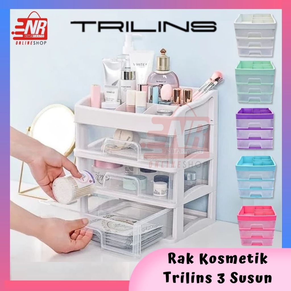 Rak Kosmetik Laci 3 Susun Plastik Trilins Serbaguna / Rak Laci Serbaguna / Rak ATK / Rak Manik-Manik