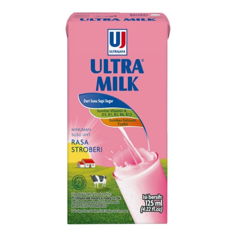 Ultra Milk Susu UHT Stroberi Kotak 125 ml