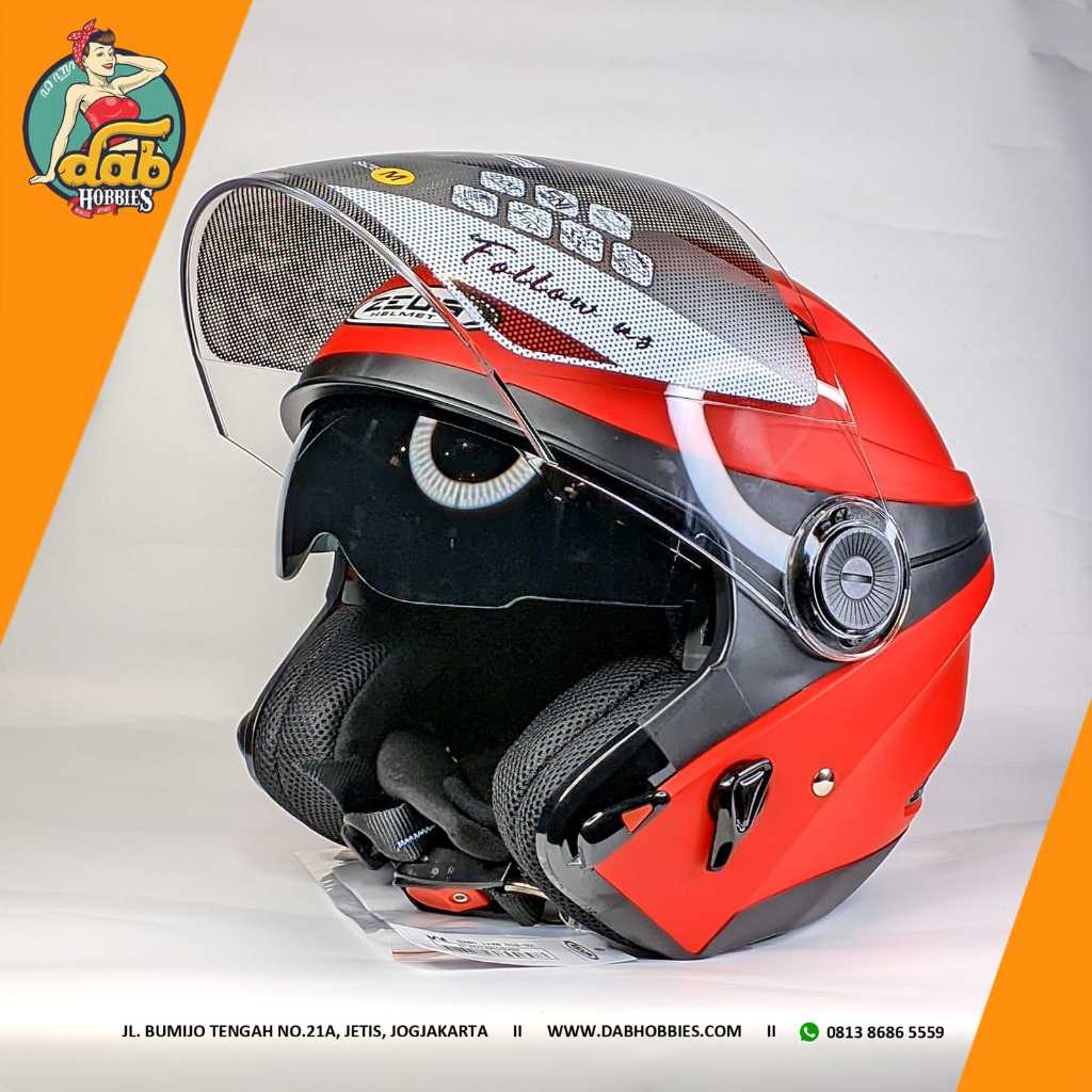 Helm Zeus 610 Matt DRED Merah Doff Polos Double Visor SNI DOT