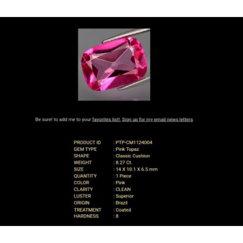 Natural Pink Topaz 8.27 ct