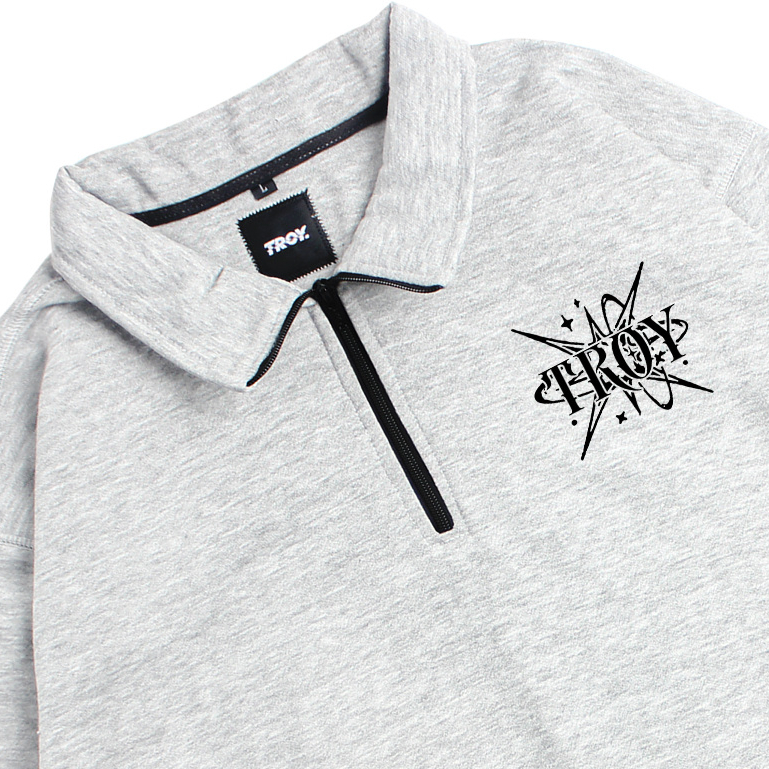 Troy Company Sweater Crewneck Half Zipper Misty Star Dwarf - Half Zip Pria Abu Misty HZ 2880
