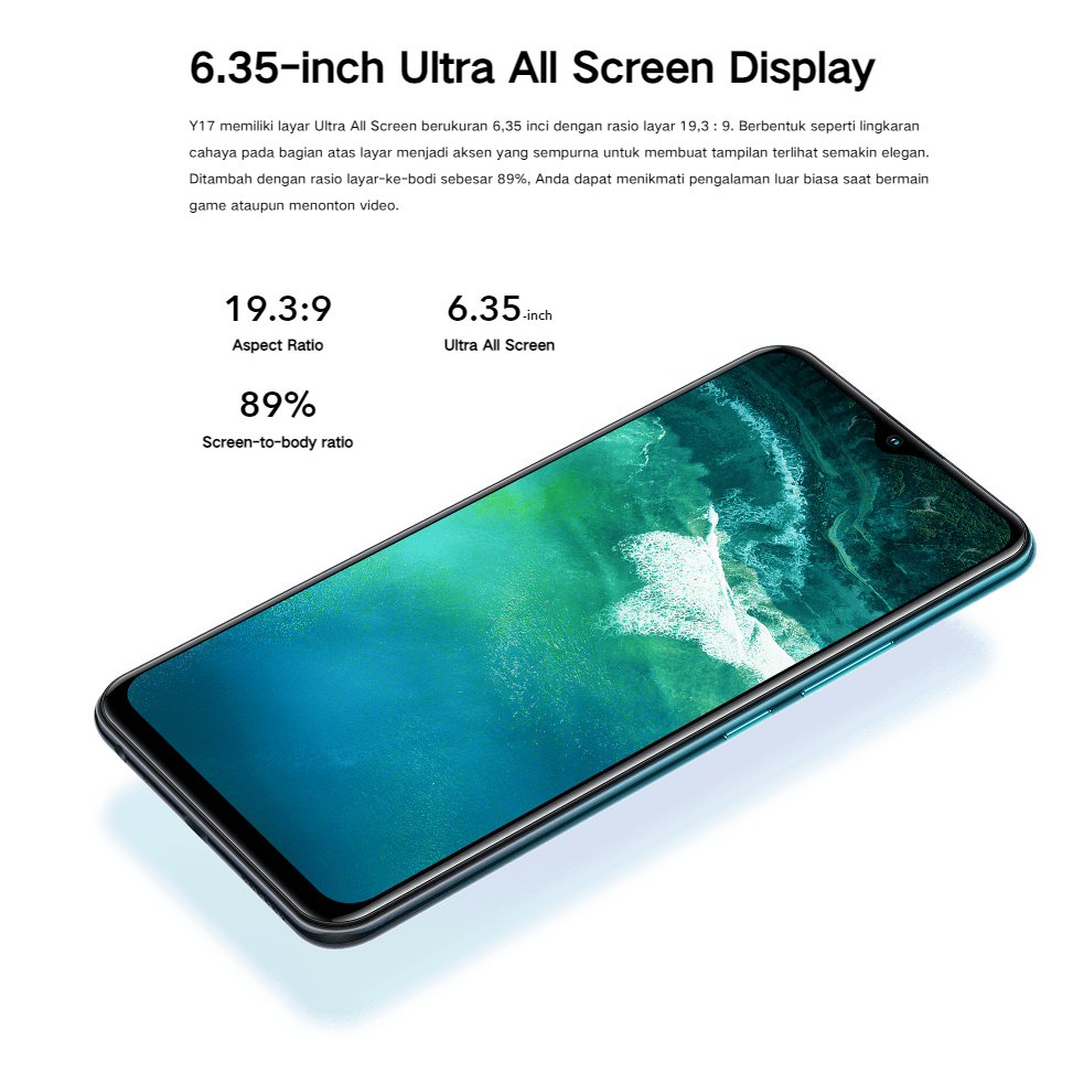 New VIVO Y17 HP Murah Cuci Gudang RAM 8+256GB Handphone Fast Charging Baterai 5000mAh Android