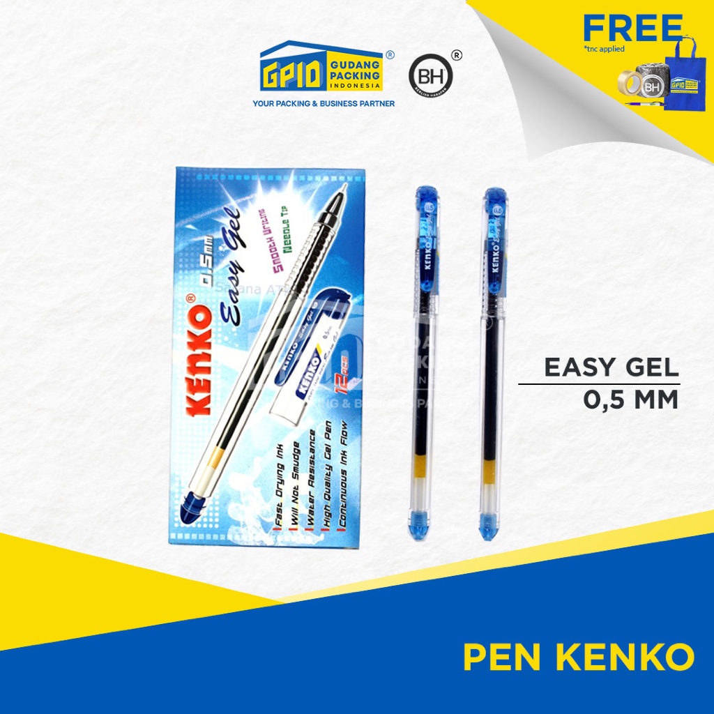

KENKO - Pen / Pena / Pulpen / Bolpen Easy Gel 0.5mm isi 12 pcs