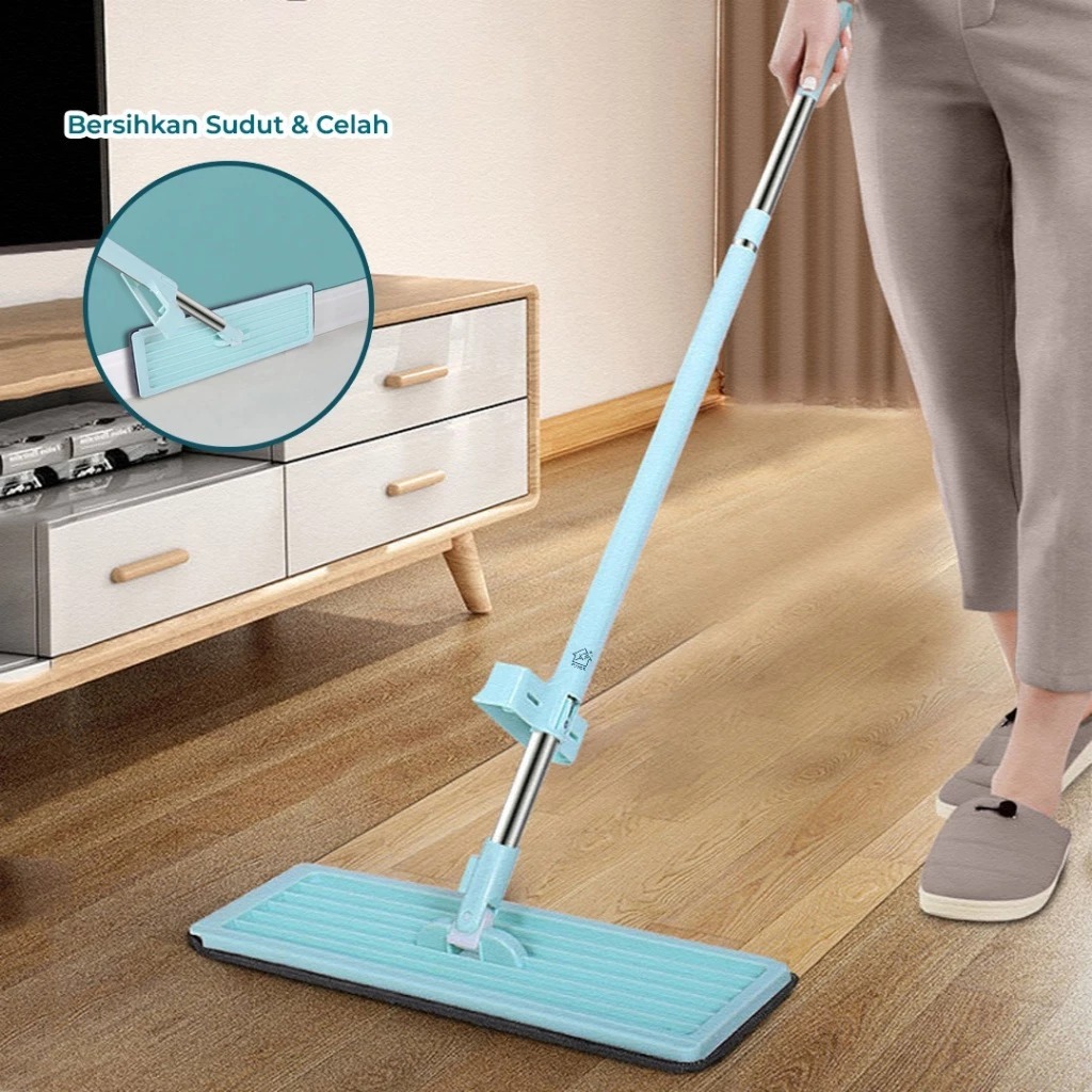 Alat Pel Lantai Flat Mop / Pel Ultra Mop Praktis / Alat Pel Tarik Simple
