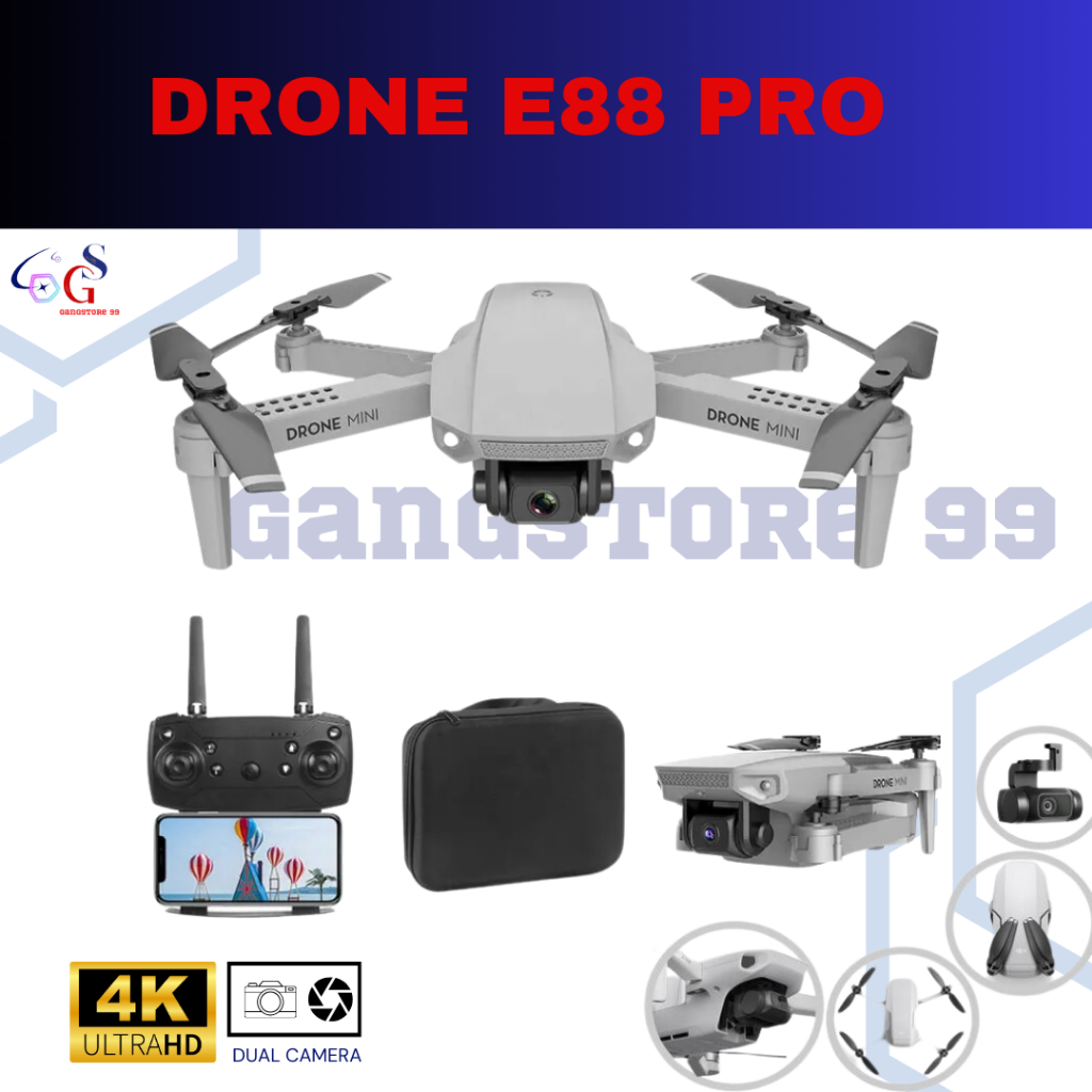 DRONE E88PRO 4K DUAL CAMERA REMOT CONTROL, DRONE PORTABLE 4K HD CAMERA, DRONE E88PROMAX