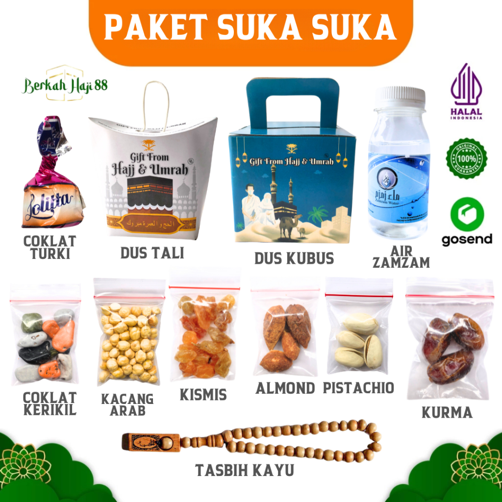 

PAKET OLEH-OLEH HAJI DAN UMROH CUSTOM / PAKET SUKA-SUKA TERLENGKAP