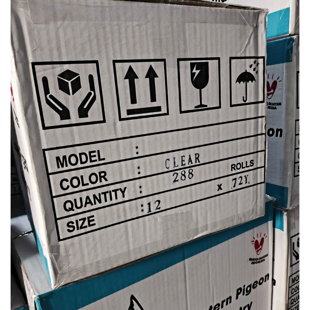 

Lakban 12mmx72yard 1/2 Inch Bening 1 kardus Isi 288 roll Selotip Opp Packing Clear Tape 45 micron