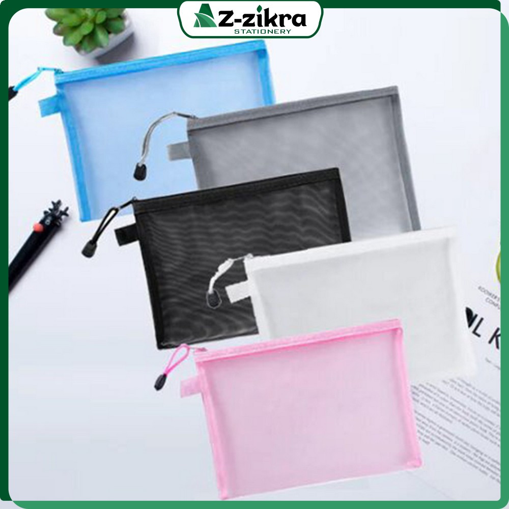 

Tempat Pensil Jaring Transparan Penyimpanan Alat Tulis Anak Sekolah / Pouch Tempat Pena Zipper Bag Serbaguna Az-Zikra Stationery A111