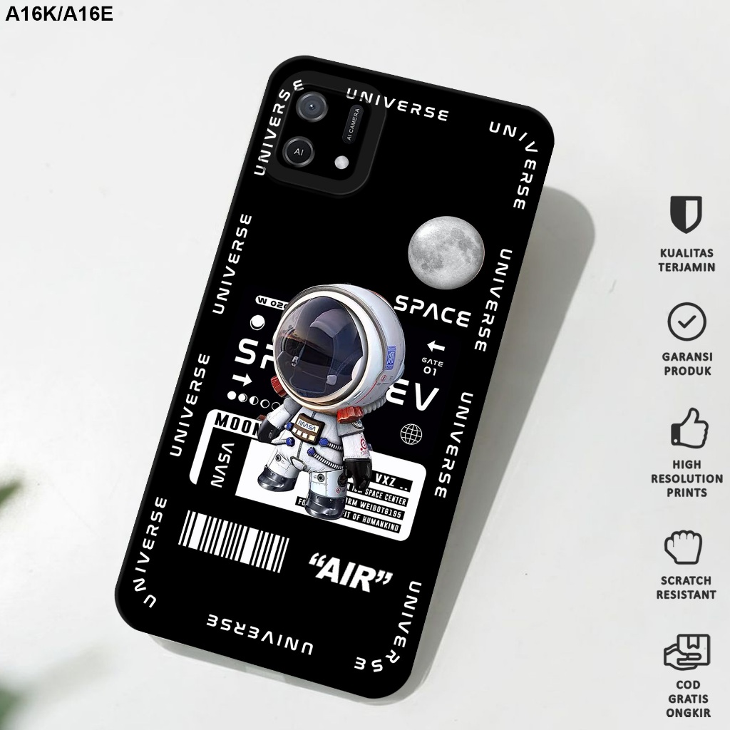 Case Oppo A16K/A16E - Casing Hp Oppo A16K/A16E Motif Astronot - Softcase Oppo A16K/A16E - Softcase H