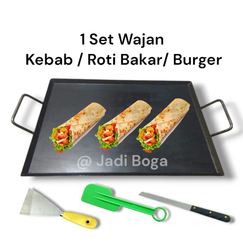 Wajan Roti Bakar 1 Set | Wajan Kebab 1 Set Dengan Pisau | Wajan Roti Bakar | Wajan Burger | Wajan so