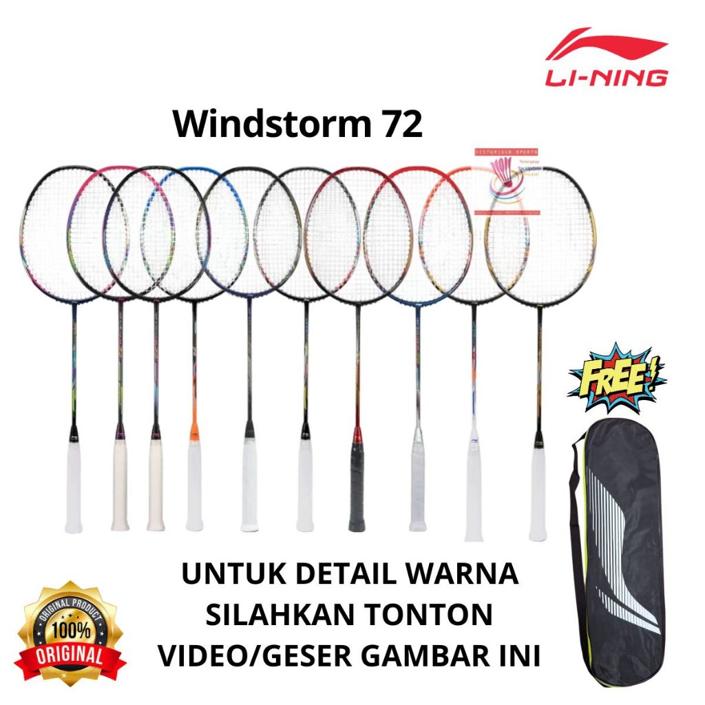 RAKET LINING BADMINTON BULUTANGKIS LINING WINDSTORM 72 ORIGINAL