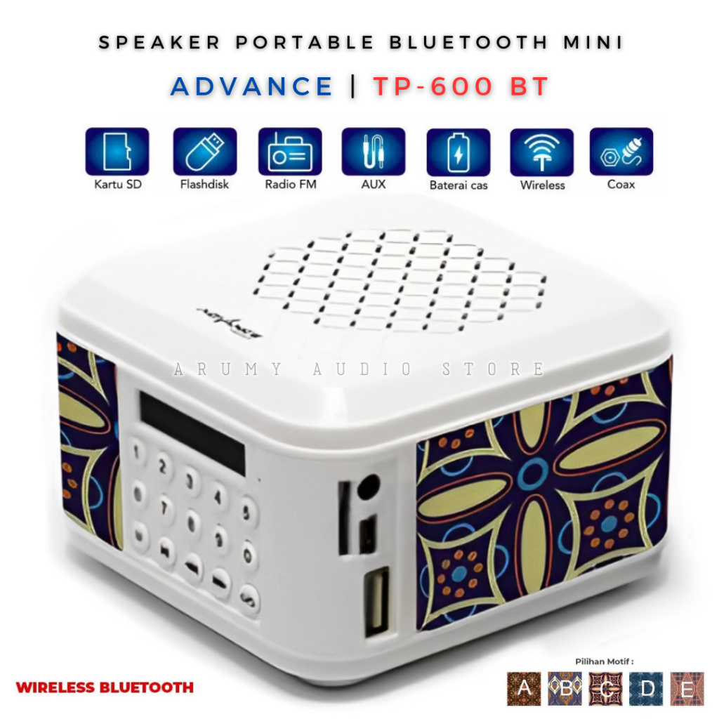 Speaker Bluetooth portable Advance TP600BT+Remote/ TP600 (Support Murottal)/Speaker TP 600BT+Remote 
