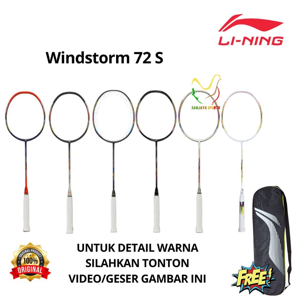 RAKET LINING BADMINTON BULUTANGKIS WINDSTORM 72S 72 S ORIGINAL