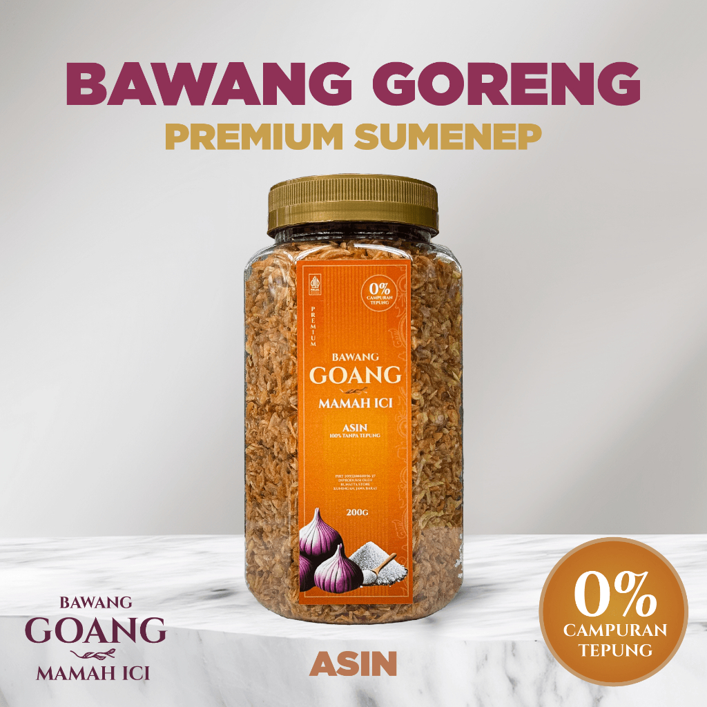 

Bawang Goreng Sumenep Premium | Asin - Asli Tanpa Tepung Tanpa Campuran (60gr 120gr 200gr) / Bawang Goang Mamah Ici