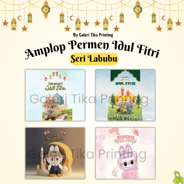 

(10 pak) Amplop Permen Idul Fitri Seri Labubu by Galeri Tika Printing