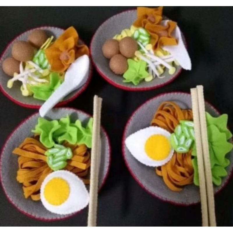 1 set mainan edukasi anak bakso mie ayam flanel