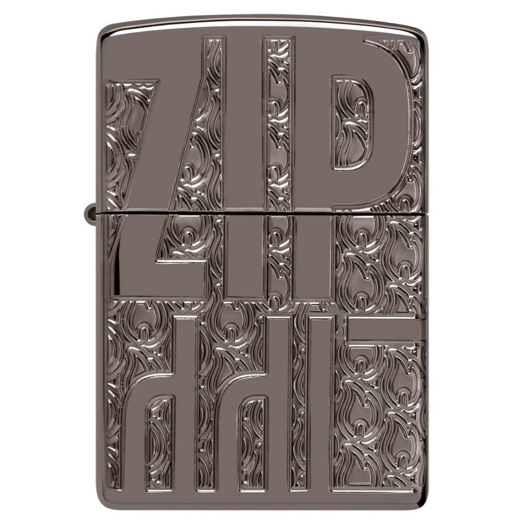 Zippo 46312 Armor Reverse Carve Zippo, Multicut, Black Ice