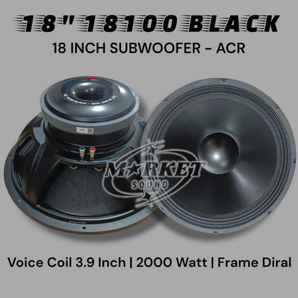 Speaker 18 Inch ACR 18100 BLACK Subwoofer original voice coil 3,9 inch 2000 watt terbaru