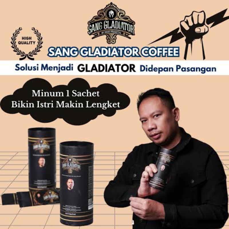 

GLADIATOR COFFEE By VICKY PRASETYO, Minuman Kopi Serbuk Dengan Gula Krimer Sudah BPOM & HALAL MUI