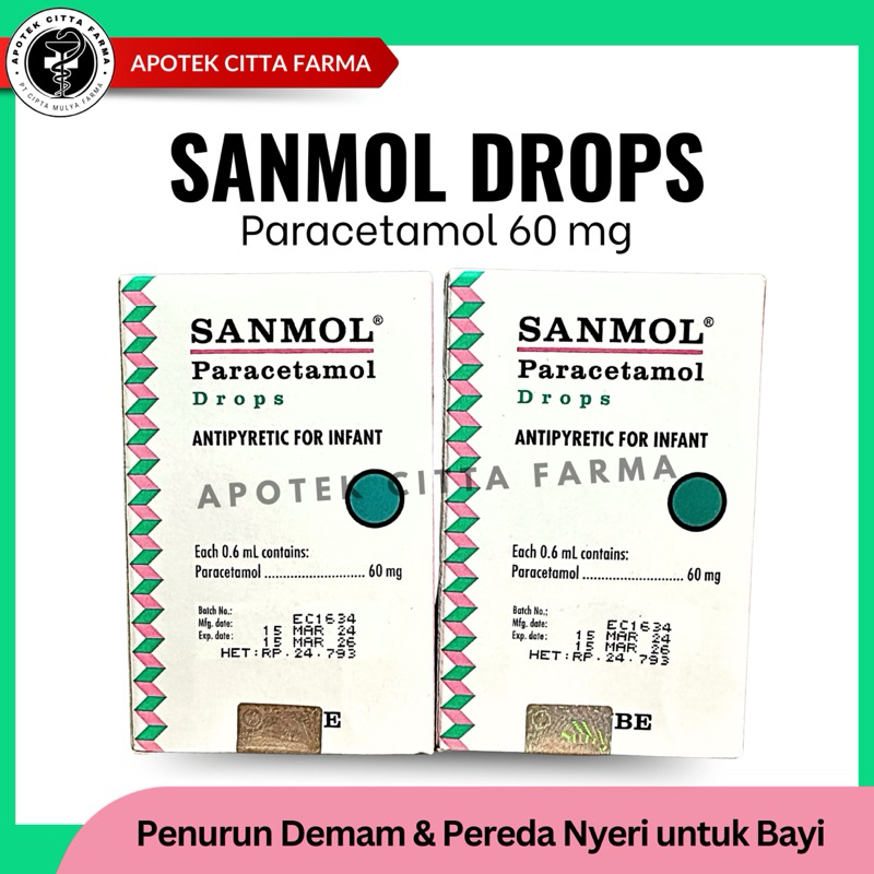 SANMOL DROPS 15 ml - Penurun Demam & Pereda Nyeri untuk Bayi