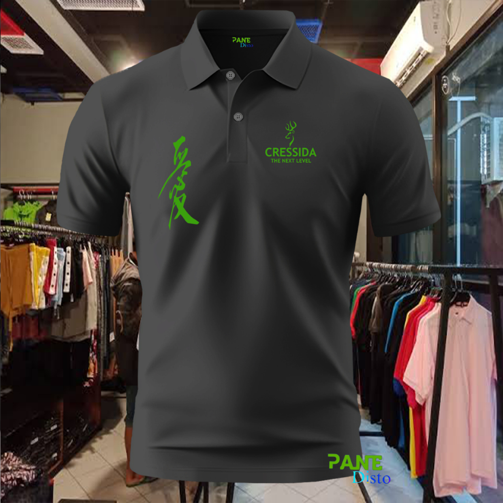 COD T-shrit POLO kerah Cressida Rilex Text Neon Kaos Kerah Dewasa Shirt / Kaos Wangki Pria Polo / Ka